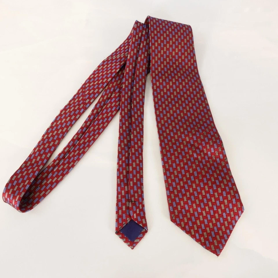 Corbata de cuello roja para hombre seda vívida preppy Art Deco traje audaz clásico Christian Montana Foto 3 de 4