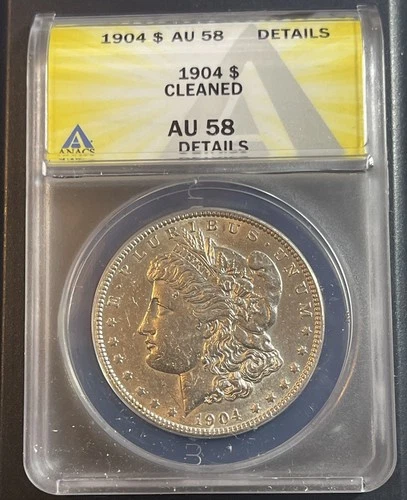 1904 $1 Morgan Silver Dollar ANACS AU58 Details - Cleaned