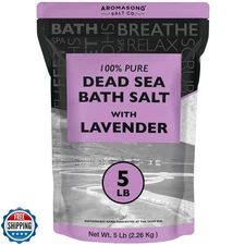 Aromasong Pure Dead Sea Salt for Soaking with 100% Natural Lavender, 5 LB - S