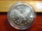1984 World Silver Trade Unit Eagle 1 Oz .999 Silver Bullion Round (Cracked Die)