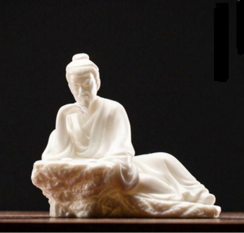 China White Porcelain Ceramics Figure Yan Ziqing Play Chess Figurine Statues3.5" - Picture 3 of 3