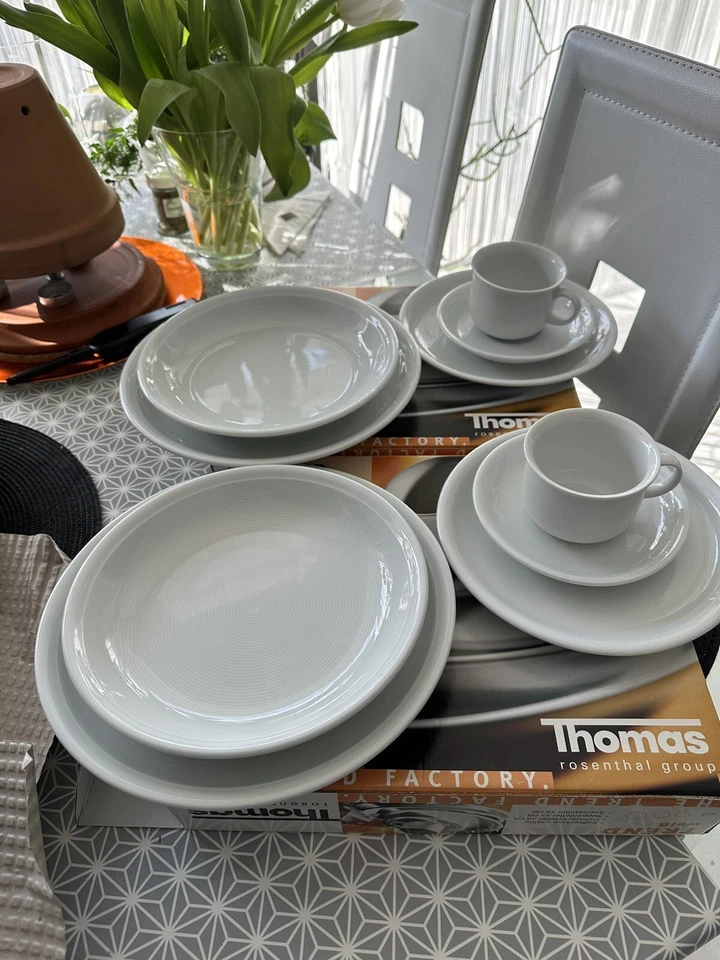 2 sets Thomas Trend Factory weiß Rosenthal Teller Tasse Porzellan neu ovp