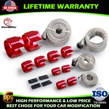 Flex Braid Steel Braided Radiator Heater Hose Line Wire Cover Sleeve Red Kit New