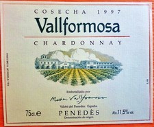 etiquetas vinos ESPAÑA chardonnay VALLFORMOSA 1997 wine labels