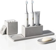 Bathroom Accessory Set Grey, Diatomite,Bathroom Accessories Countertop Complete