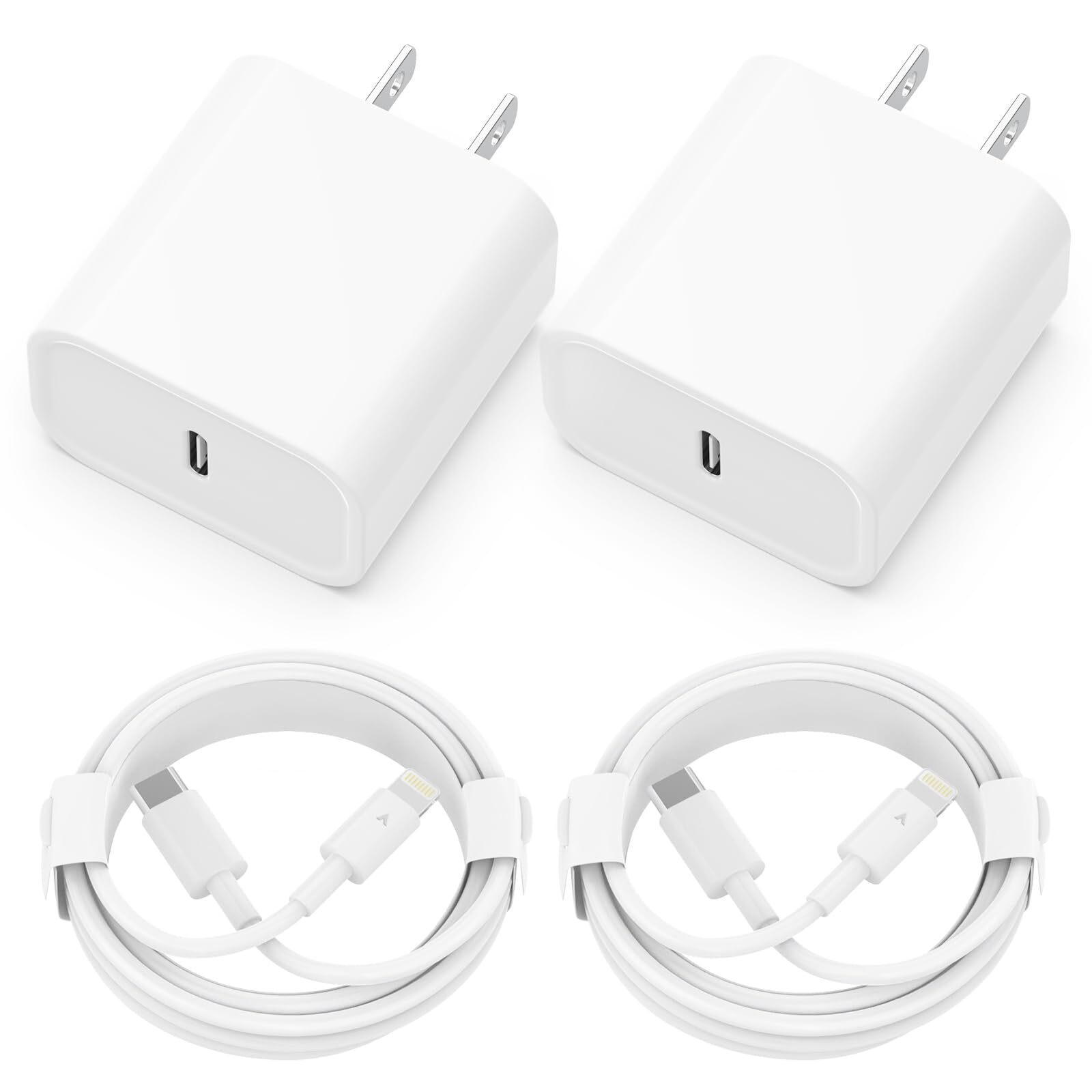 Phone Charger [MFi Certified] 2 Pack 20W PD USB C Wall Fast Charger Adapter w...