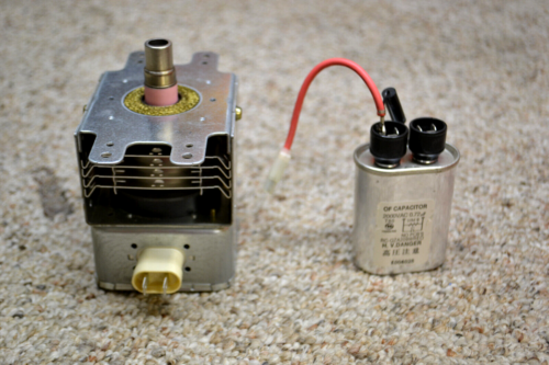 SHARP HALF PINT MICROWAVE MAGNETRON TUBE & HIGH VOLTAGE CAPACITOR-DIODE ASSEMBLY