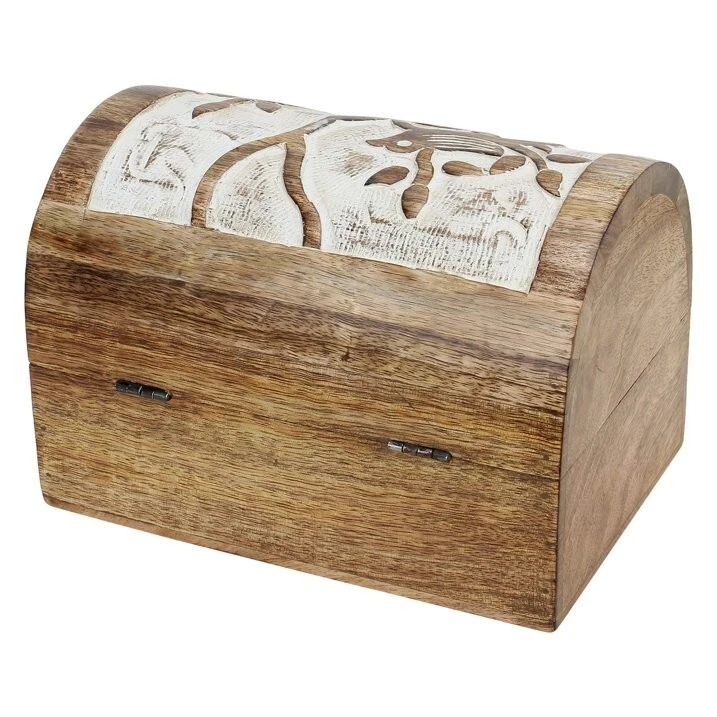 Antique Look Wooden Storage Box with Lid Handcrafted Decorative Jewelry box 9x6 - Image 3 of 4