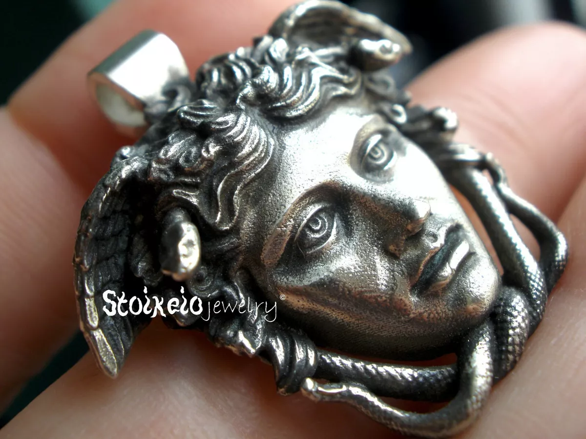 Medusa Necklace Greek Mythology Sterling Silver Pendant 