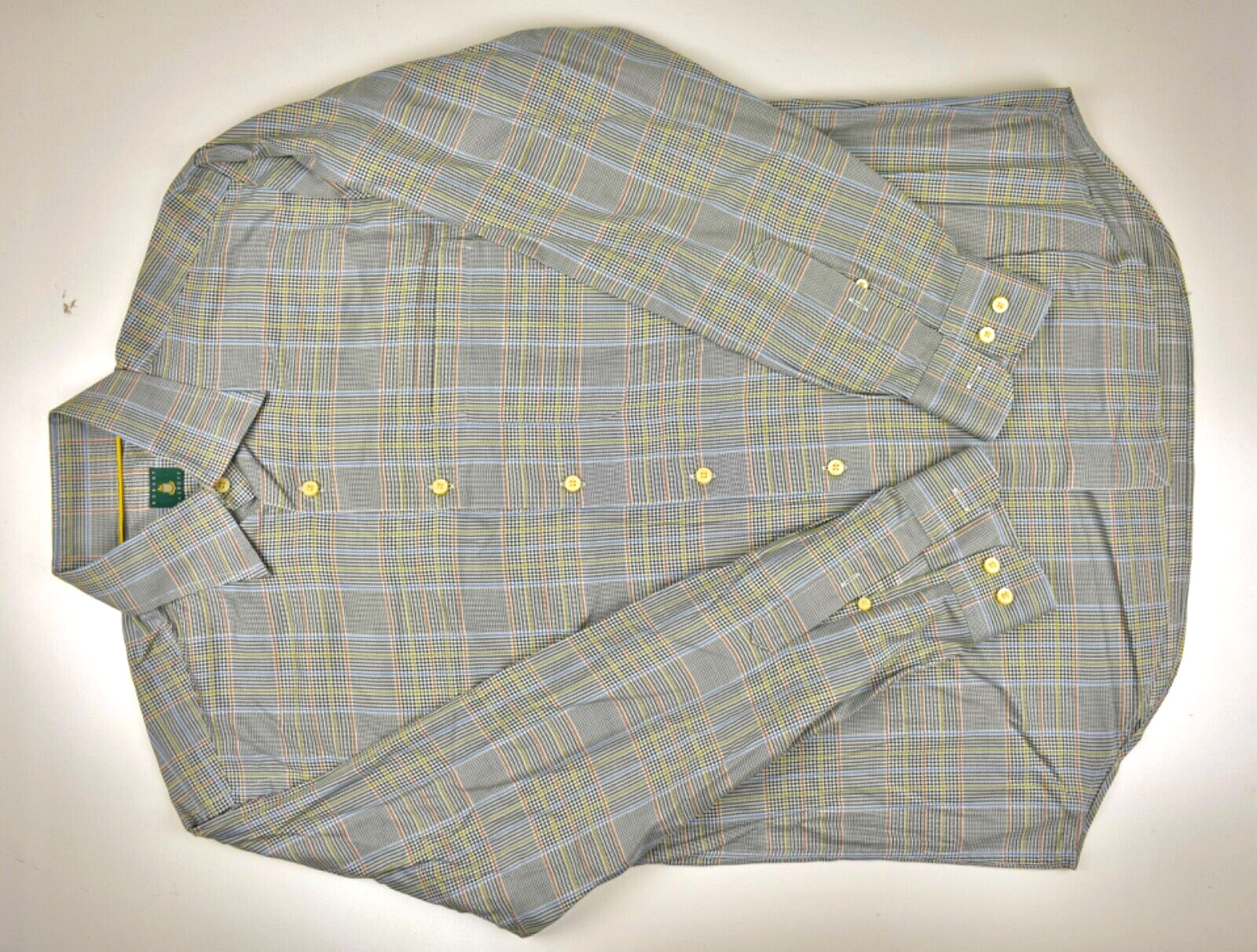 Robert Talbott Green Plaid Button Down Collar 100… - image 9
