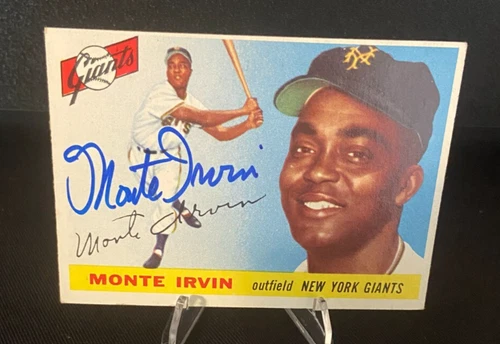 1955 TOPPS BASEBALL CARD MONTE IRVIN HAND SIGNED #100 JSA AVAILABLE EXMT O/C