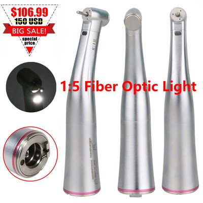 Dental 1:5 Electric Fiber Optic Contra Angle LED Increasing Handpiece Free ship