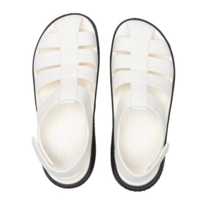 New Womens CROCS STOMP FISHERMAN SANDAL 209938-0WV CHALK