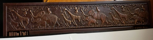 Metal and Bamboo Style Wall Mirror with Safari and Jungle Animals Motif - Picture 3 of 9