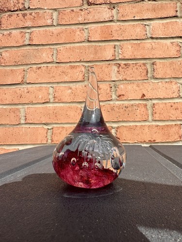 Vintage Teardrop Glass Handblown Paperweight 4”