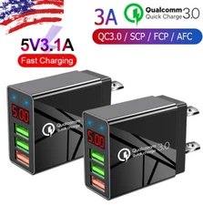 2PACK 3 Port Fast Quick QC 3.0 USB Hub Wall Charger Power Charge Adapter US Plug