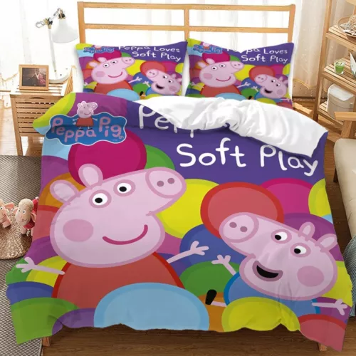 Peppa Pig Cartoon Quilt Duvet Doona Bezug Bettwäsche Set Single Double Queen Neu - Bild 2 von 36