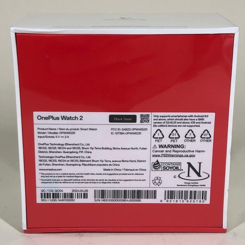 New OnePlus Watch 2 WearOS Smartwatch QC04 Black Steel - Zdjęcie 2 z 3
