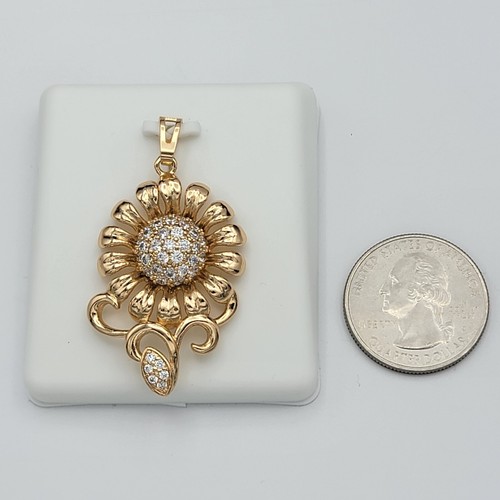18K vergoldet Sonnenblume Zirkon Anhänger Halskette Frauen Schmuck Geschenke - Bild 3 von 6