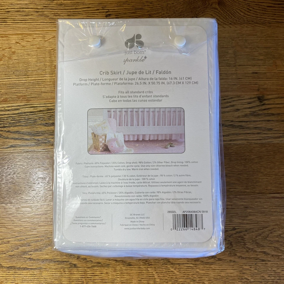 Falda Cuna Bebé Just Born Oro Rosa Brillante Mezcla Algodón Nueva Foto 2 de 4
