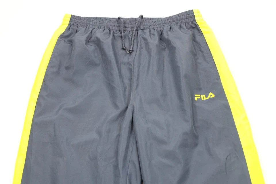Vintage Fila Mens Medium Spell Out Color Block Lined Wide Leg Pants Steel Blue - Image 2 of 4