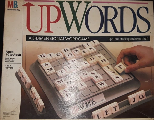 Vintage Milton Bradley 1988 Upwards 3D Word Board Game Complete N Clean MINT
