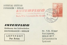 DÄNEMARK 1959, seltene Kab.-Erstflug mit INTERFLUG „KOPENHAGEN – BERLIN“
