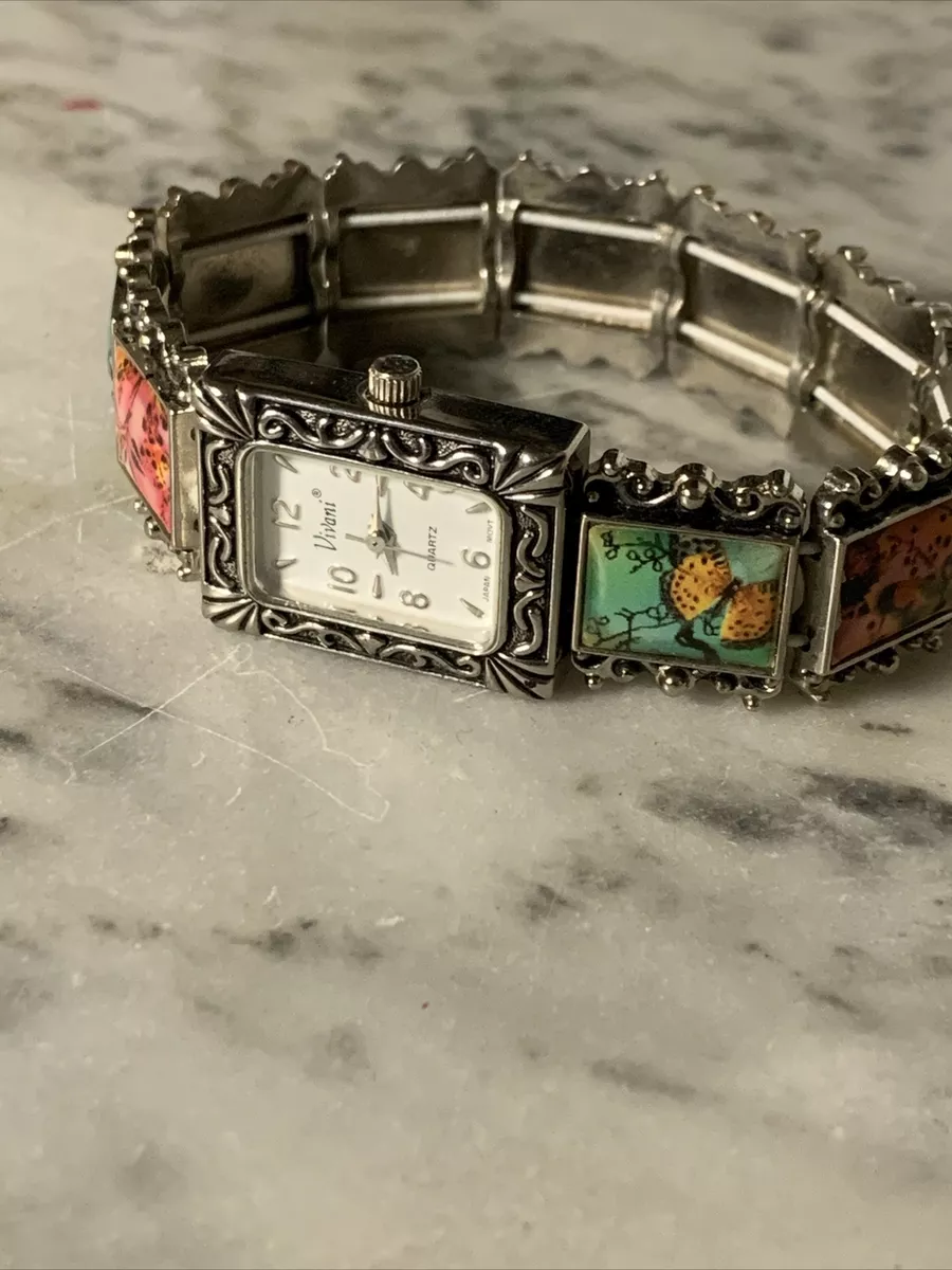 Women s Vivani Multicolored Beaded Quartz Bracelet Watch with New Battery