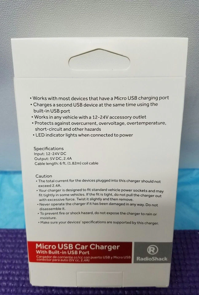 RadioShack 2731115 5V 2.4A Micro USB Cargador Coche con USB Doble Carga - LOTE DE 37 Foto 2 de 3