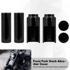 Full Upper Lower Front Fork Covers Tubes Caps For Harley Dyna Fat Bob FXDF 06-17
