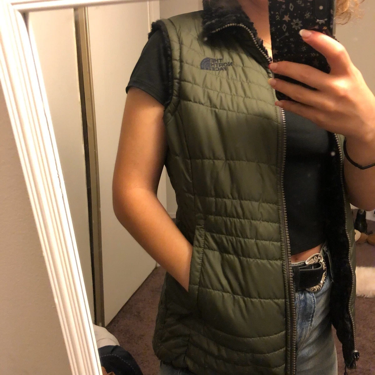 Women's THE NORTH FACE Reversible Vest black / Green Size small