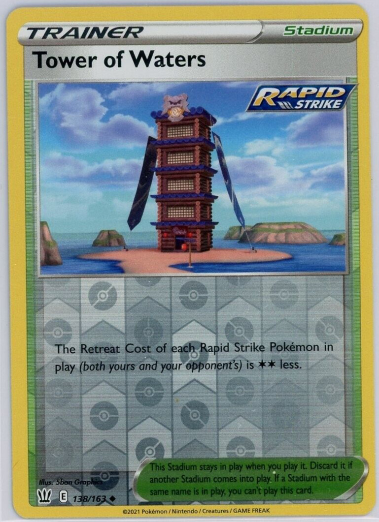 Pokemon TCG Tower of Waters Sword & Shield - Battle Styles 138/163 Reverse Holo