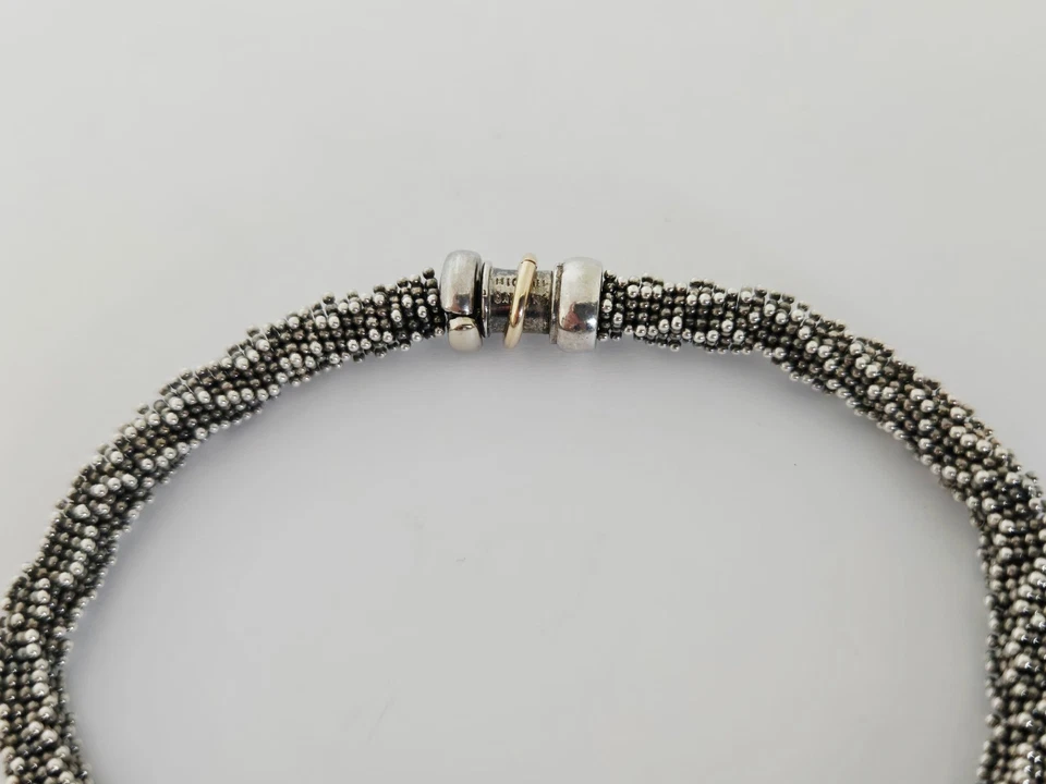 Michael Dawkins Sterling Silver & Pearl 14k Gold Detail Caviar Bead Bracelet 7.5 - Image 4 of 4
