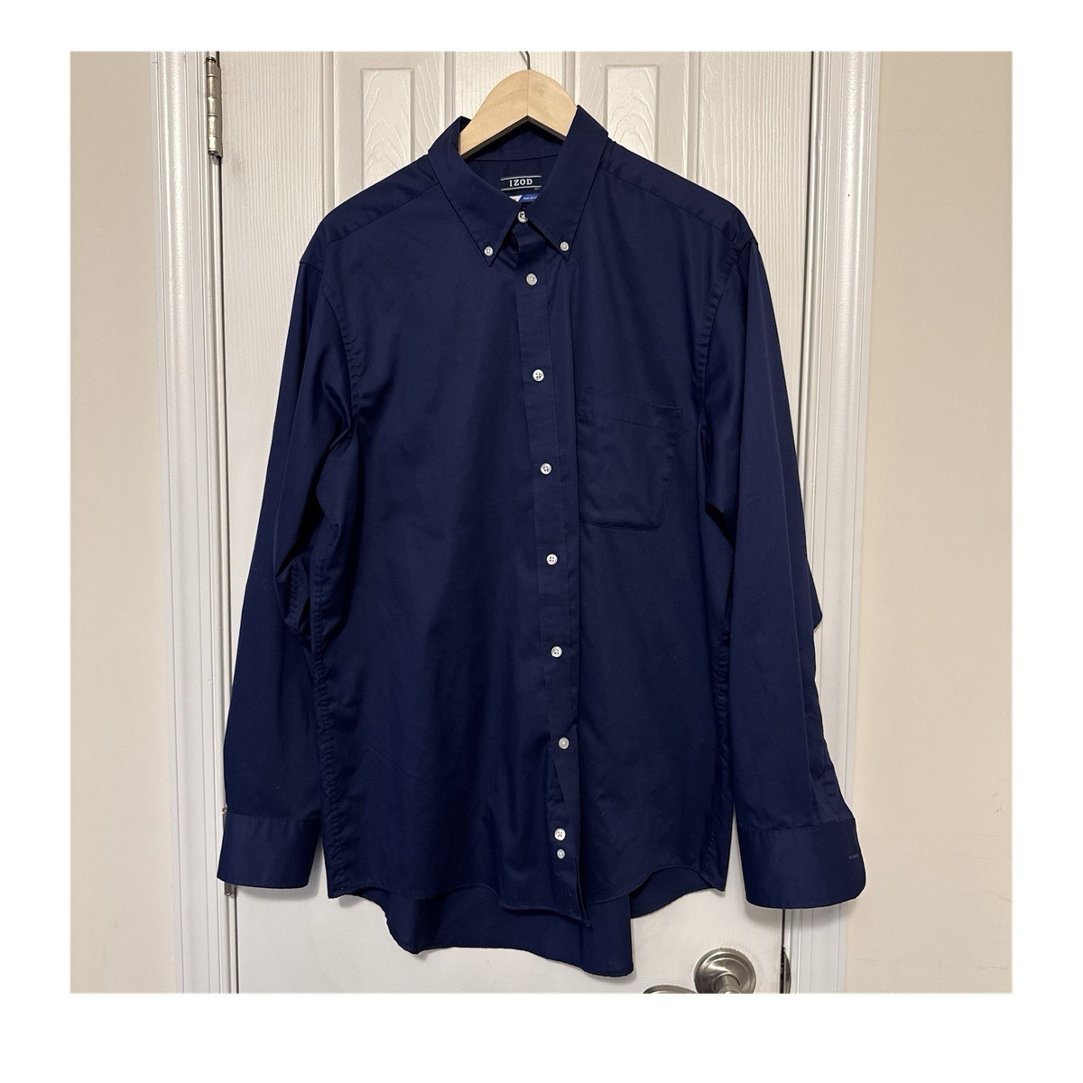 IZOD Men's Quick Dry Regular Fit Navy Blue Dress Shirt 17 34/35 Button-Down  | eBay