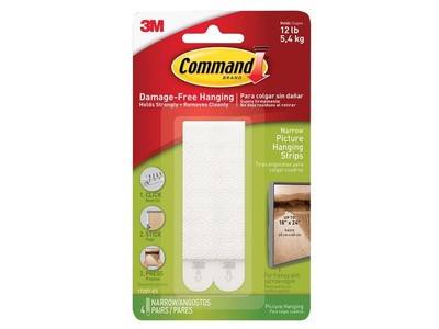 Strisce Adesive 3M Command Grandi Per Appendere Quadri, Coppia (2 Strisce), Supportano 16 Libbre