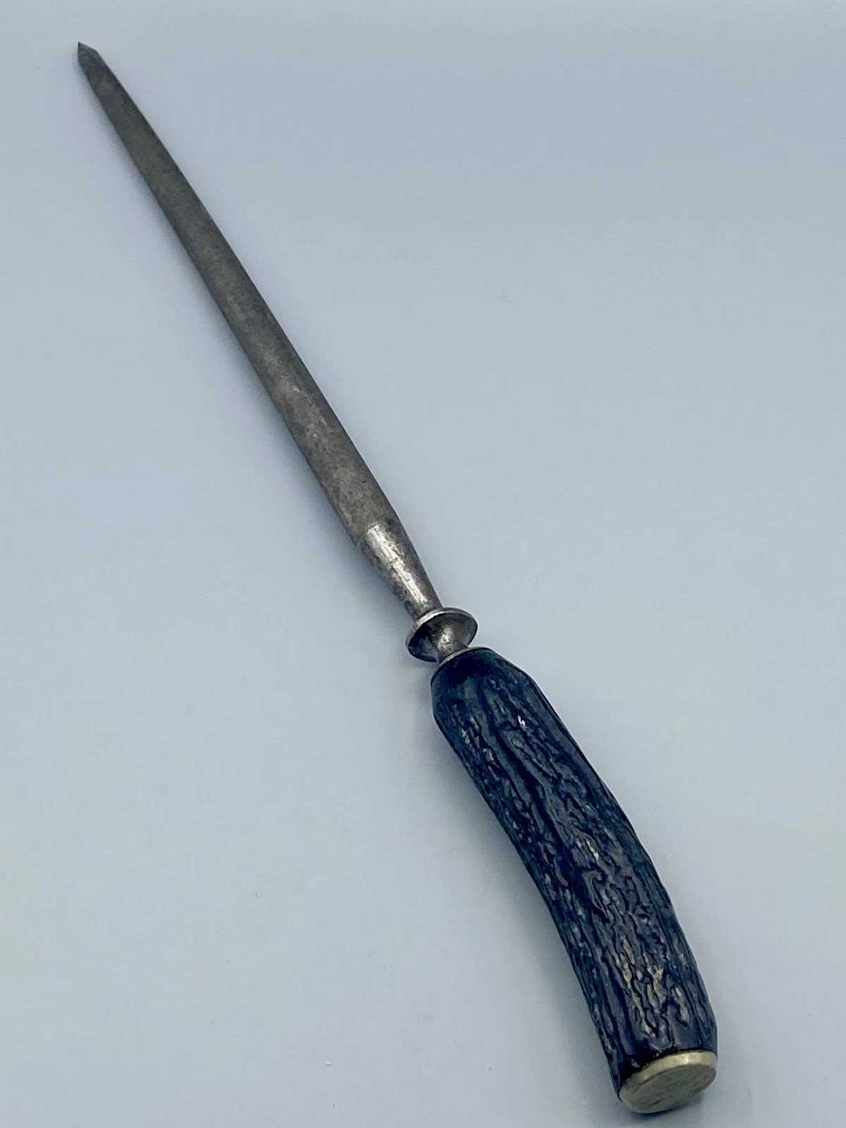 Vintage Lees Butcher Knife SHARPENER Knives Sharpener Honing Steel Rod 12"