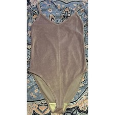 Everlane Lavender Velour Velvet Spaghetti Strap Bodysuit, Large