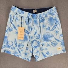 Scotch Soda Swim Trunks Mens Small Blue Palm Island Stretch Quick Dry All Over