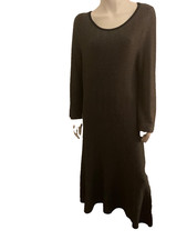 Ann Taylor dress winter maxi herringbone black and grey size L