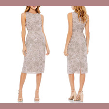 NWT $457 Mac Duggal [ 14 ] 10741 Sleeveless Column Midi Dress Vintage Lilac S713