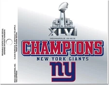 New York Giants Super Bowl XLVI Champions Static Cling Decal Sticker, 3.5...