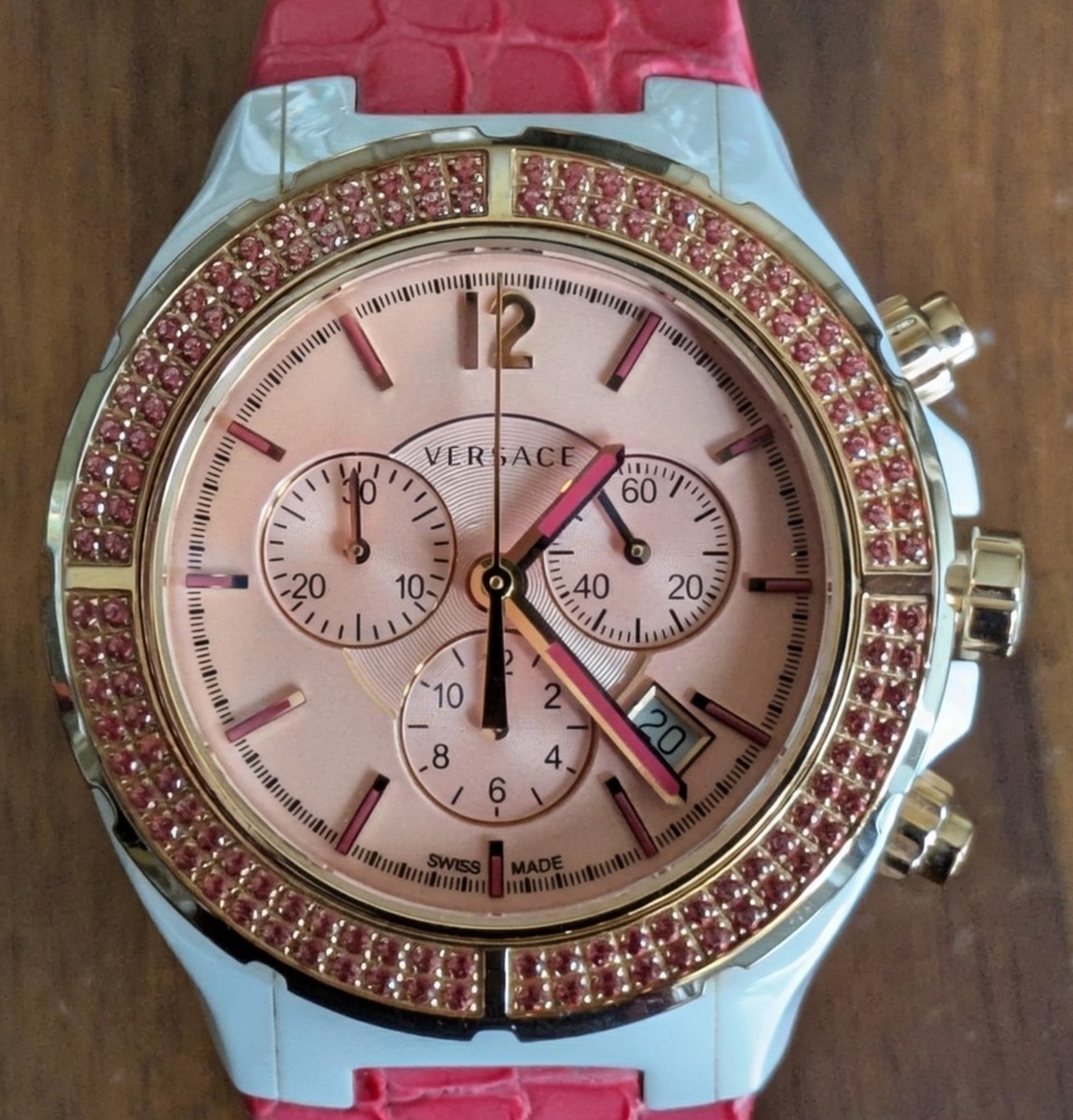 New Ladies Pink Versace Ceramic Watch Versace Mother of Pearl Pink Ceramic Pink Sapphire Rose Gold  main image 2
