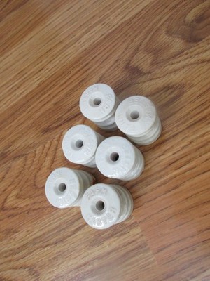 Vintage White Ceramic Electric Fence Insulators Lot of 6 Porcelain