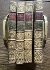 1772 Works of Virgil Translated by Dryden 4 Vol Set Full Leather Raised Hubs