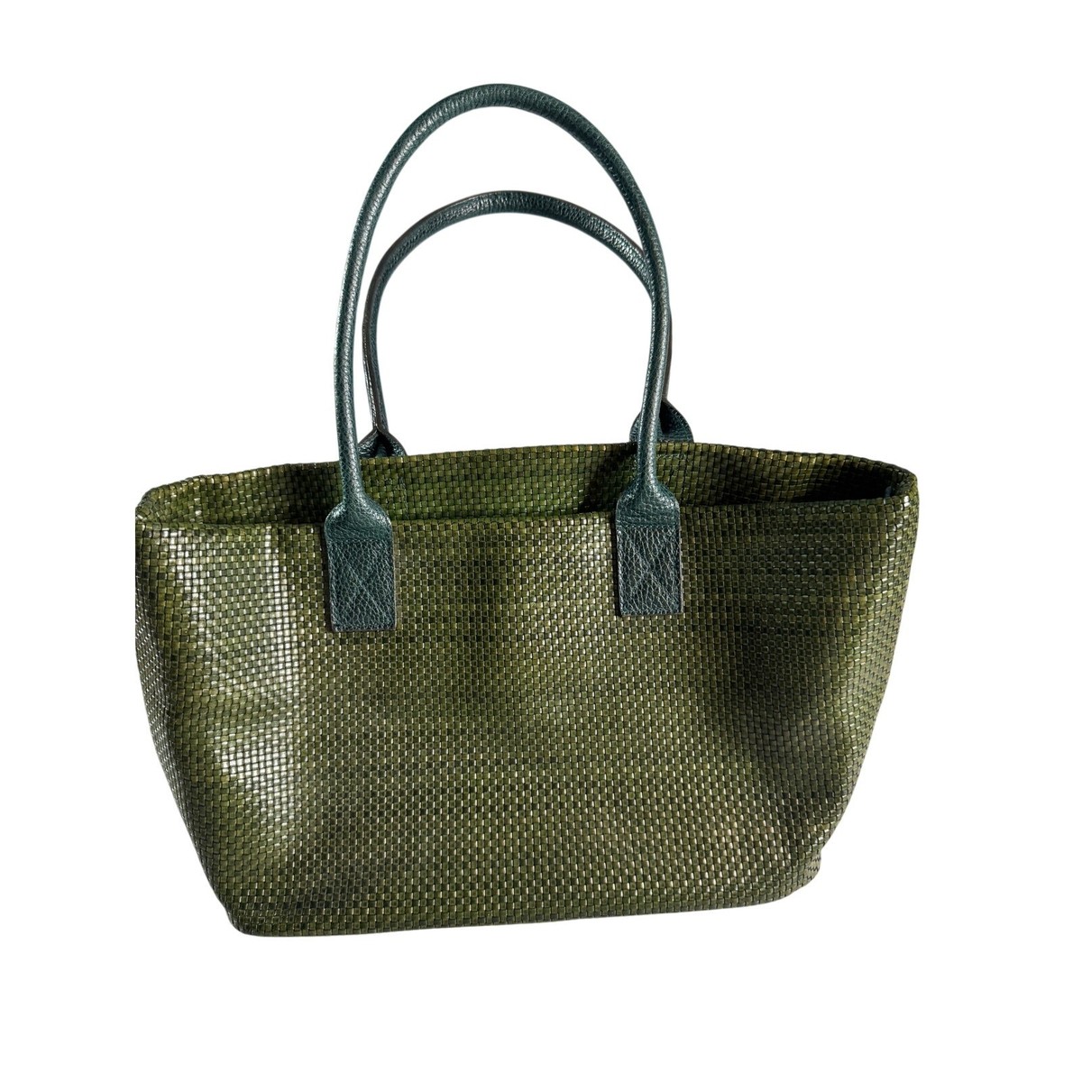 Scuola del Cuoio Firenze Woven Leather Tote Green Italian Handbag