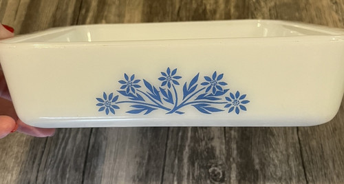 Plato para hornear Anchor Hocking Fire King de colección vidrio leche azul aciano 8x8 #435