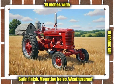 Metal Sign - 1952 Farmall BMD Tractor Oil Painting - 14x10