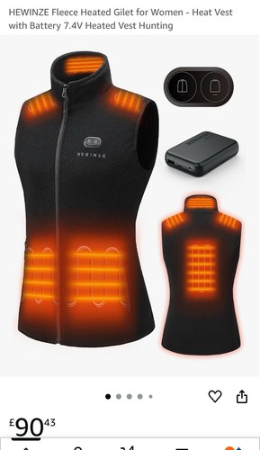 HEWINZE Fleece Heated Gilet for Women - Heat Vest with Battery 7.4V XL - Picture 5 of 6