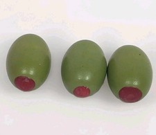 Display Fake Food Prop  Green Olives With Pimento Set Of 3