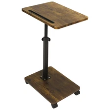 Adjustable Roller Movable Wood Table with Groove for Ipad F360 Rotating Tabletop